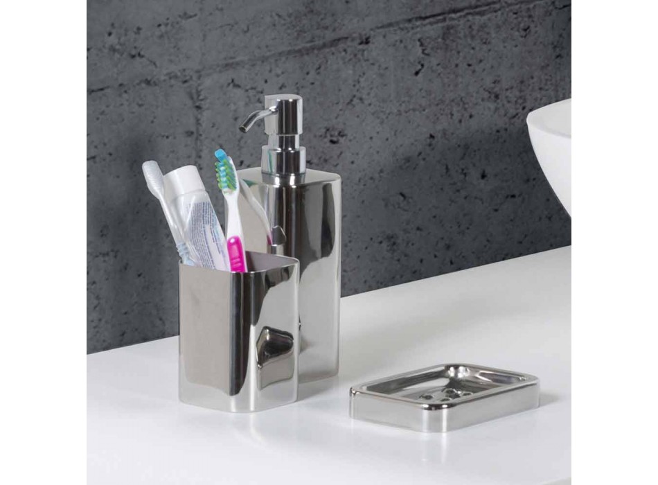 Accessoires de salle de bain autoportants en finition chromée en acier inoxydable - Brillant Viadurini