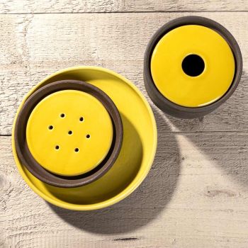 Accessoires de salle de bain en argile réfractaire jaune Made in Italy - Antonella