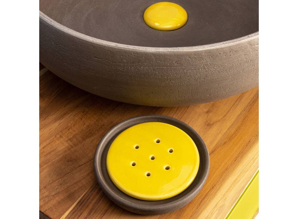 Accessoires de salle de bain en argile réfractaire jaune Made in Italy - Antonella