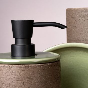 Accessoires de salle de bain verts en argile réfractaire fabriqués en Italie - Antonella