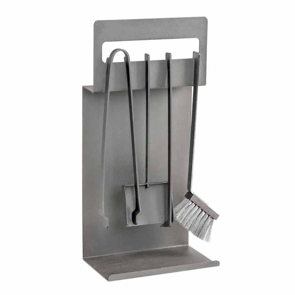 Accessoires de Cheminée en Acier Coloré Fabriqué en Italie 4 Pièces - Rachel Viadurini