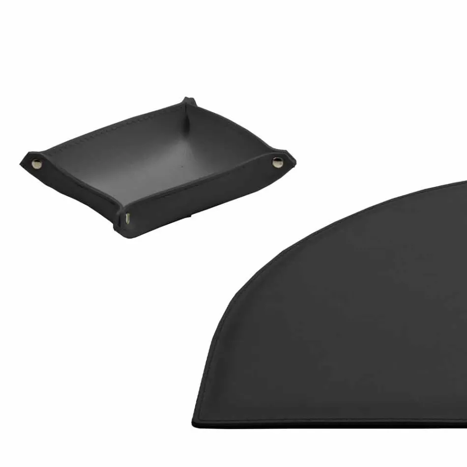 Accessoires de bureau en cuir régénéré 4 pièces Made in Italy - Medea Viadurini