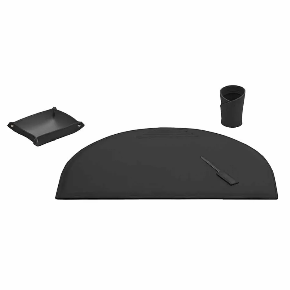 Accessoires de bureau en cuir régénéré 4 pièces Made in Italy - Medea Viadurini