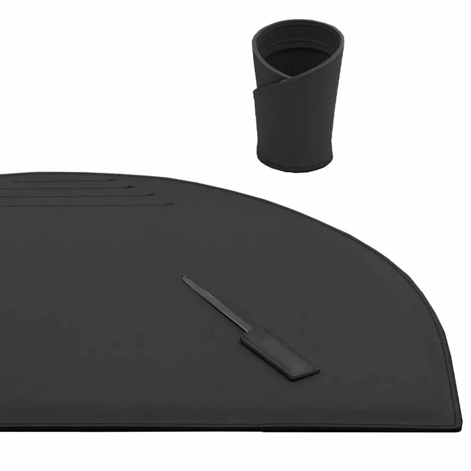 Accessoires de bureau en cuir régénéré 5 pièces Made in Italy - Medea Viadurini