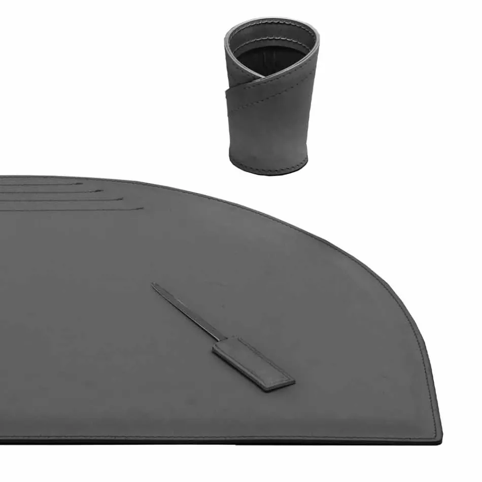 Accessoires de bureau en cuir régénéré 5 pièces Made in Italy - Medea Viadurini