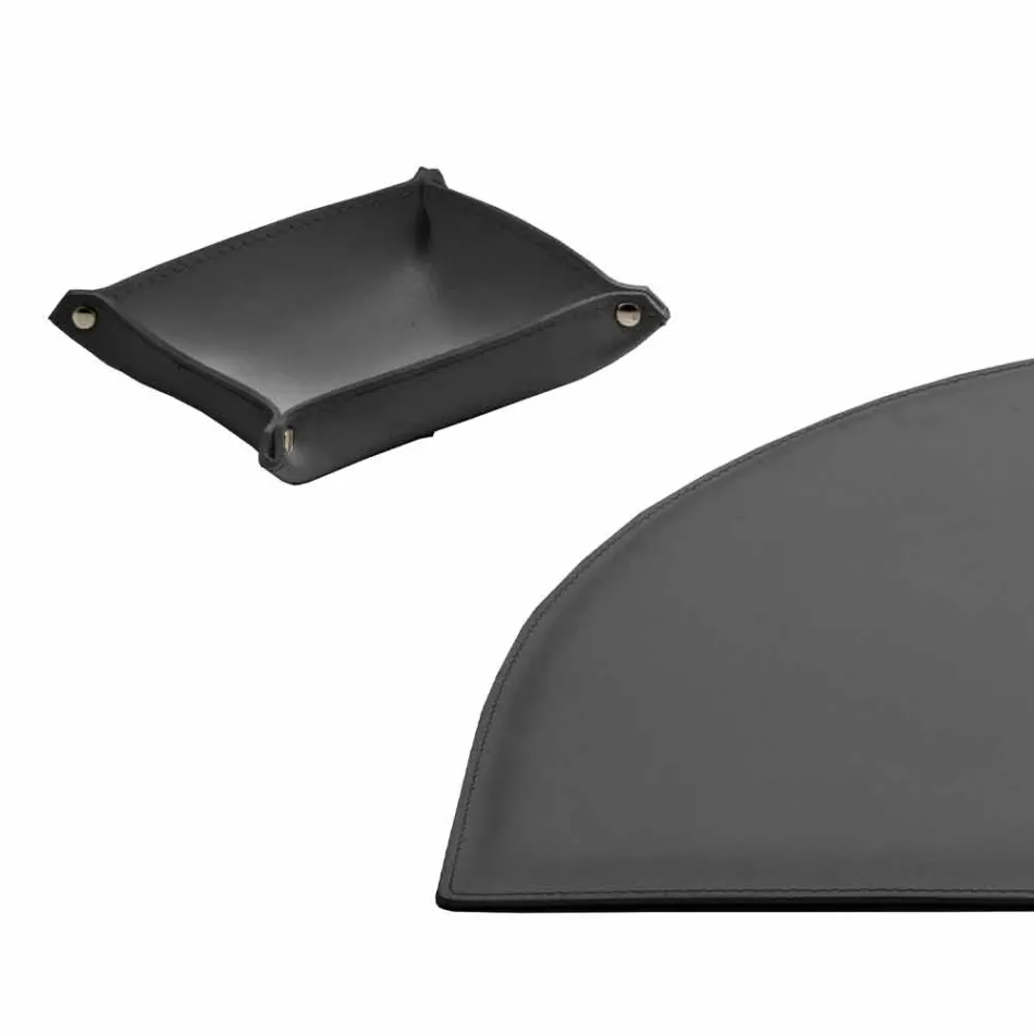 Accessoires de bureau en cuir régénéré 5 pièces Made in Italy - Medea Viadurini