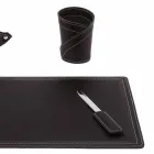 Accessoires Bureau 4 Pièces en Cuir Régénéré Fabriqué en Italie - Ascanio Viadurini