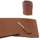 Accessoires Bureau 5 pièces en cuir régénéré Made in Italy - Brando Viadurini