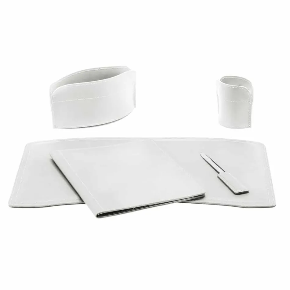 Accessoires Bureau 5 pièces en cuir régénéré Made in Italy - Brando Viadurini