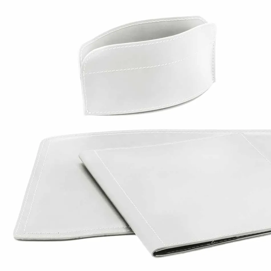 Accessoires Bureau 5 pièces en cuir régénéré Made in Italy - Brando Viadurini