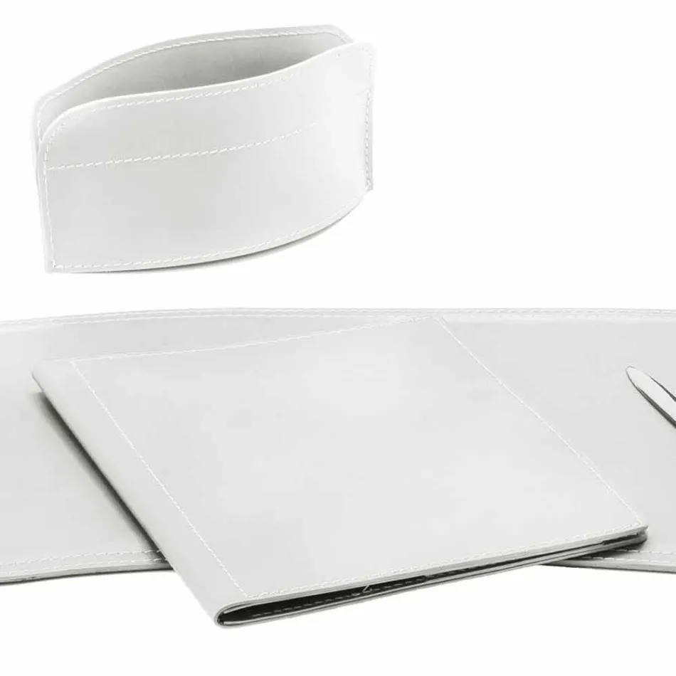 Accessoires Bureau 5 pièces en cuir régénéré Made in Italy - Brando Viadurini