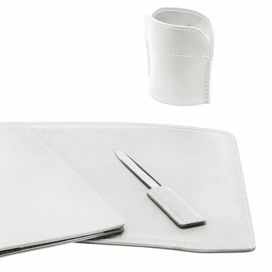 Accessoires Bureau 5 pièces en cuir régénéré Made in Italy - Brando Viadurini