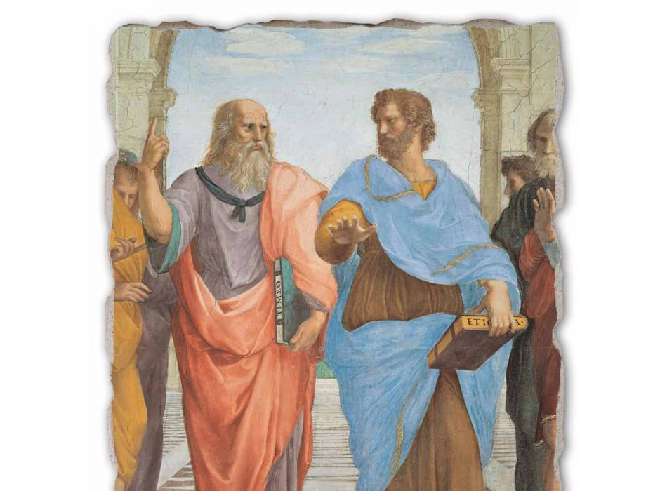 Raphael fresco &quot;Ecole d&#39;Athènes&quot; partie. Platon et Artistotele Viadurini