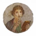 Fresque grande  La poétesse, art romain, peinte à la main