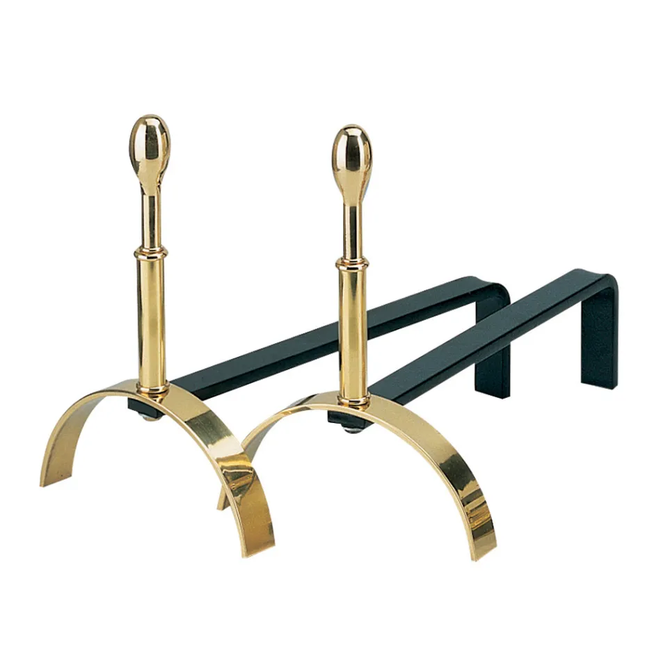 Chenets de cheminée en laiton hauteur 30 cm Made in Italy - Wolf Viadurini