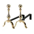 Chenets de cheminée en laiton hauteur 32 cm Made in Italy - Ours Viadurini