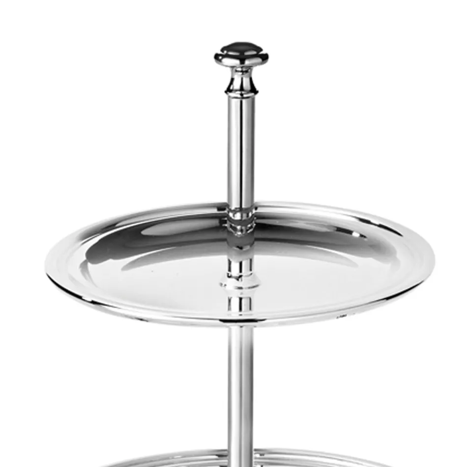 Support pour bonbons, gâteaux, buffet à 2 niveaux en métal argenté de luxe - Gengo Viadurini