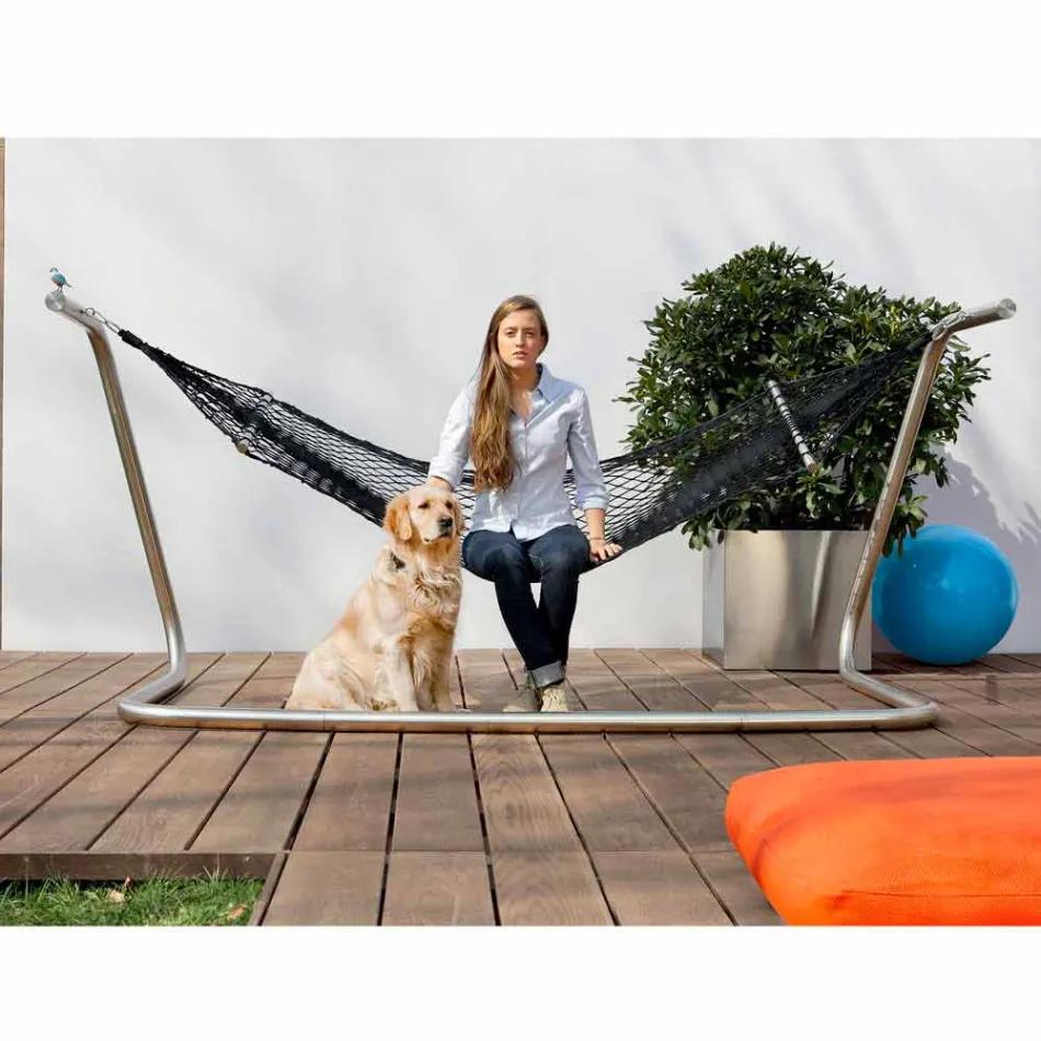 Hamac en acier et design de jardin noir Made in Italy - Cumberland Viadurini