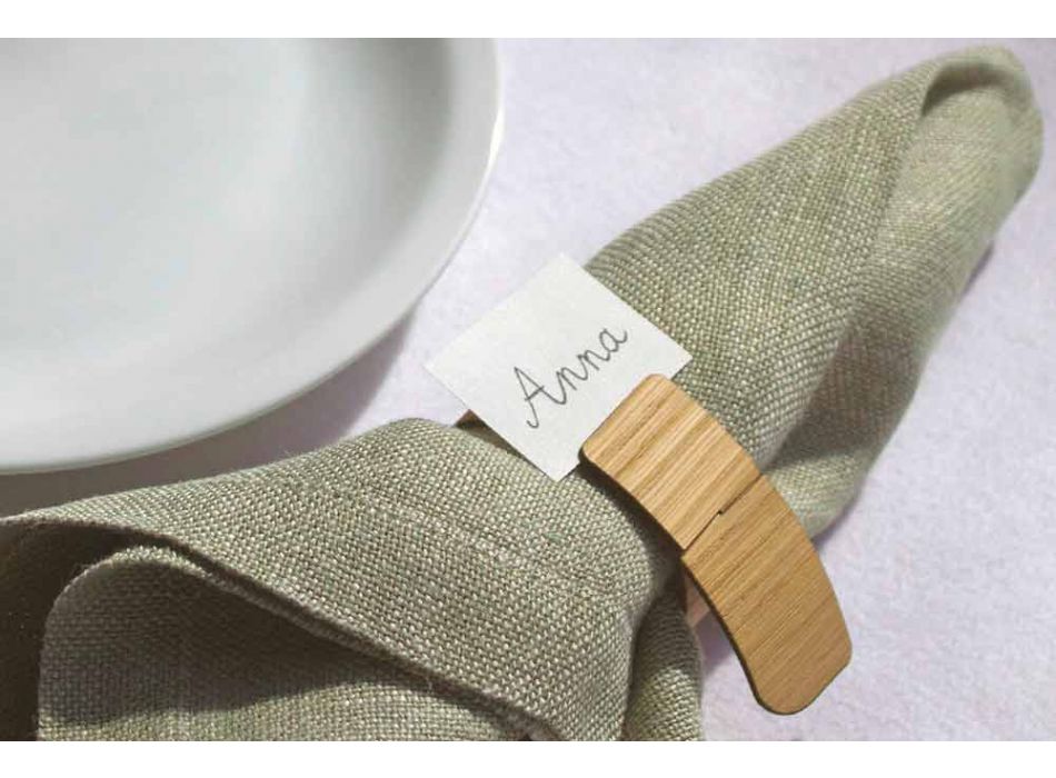Bague serviette en bois et tissu Made in Italy - Abraham Viadurini
