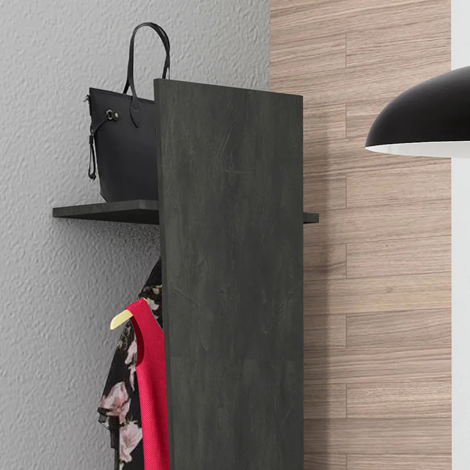 Porte-manteau d'entrée design en bois blanc, ardoise ou béton - Fjona Viadurini