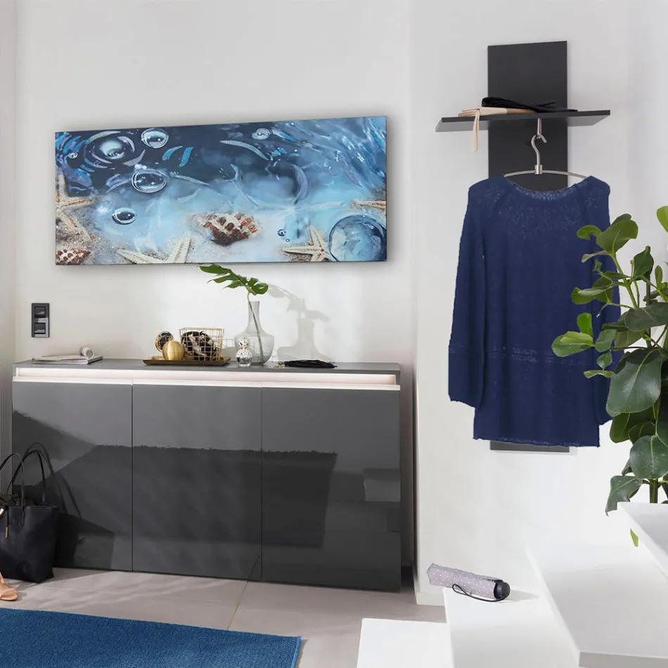 Portemanteau d'Entrée en Bois Brillant Blanc ou Anthracite - Emanuelito Viadurini