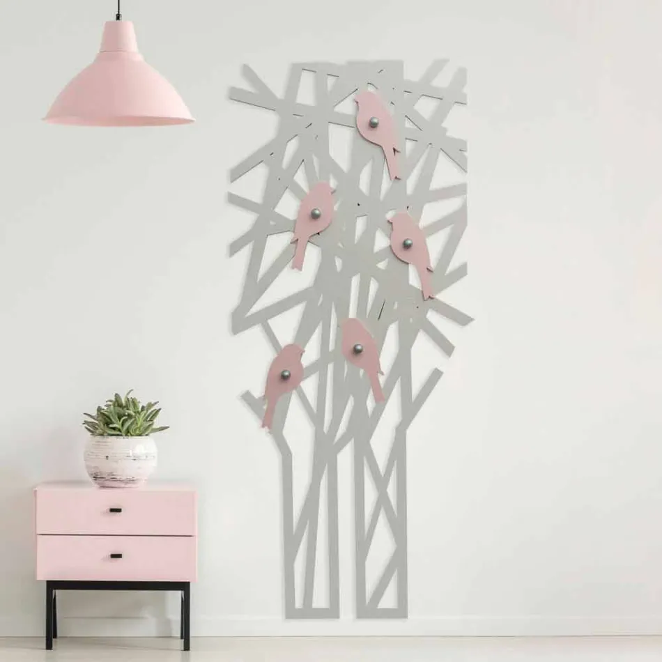 Porte-manteau mural en bois coloré au design moderne - Alberuccell Viadurini