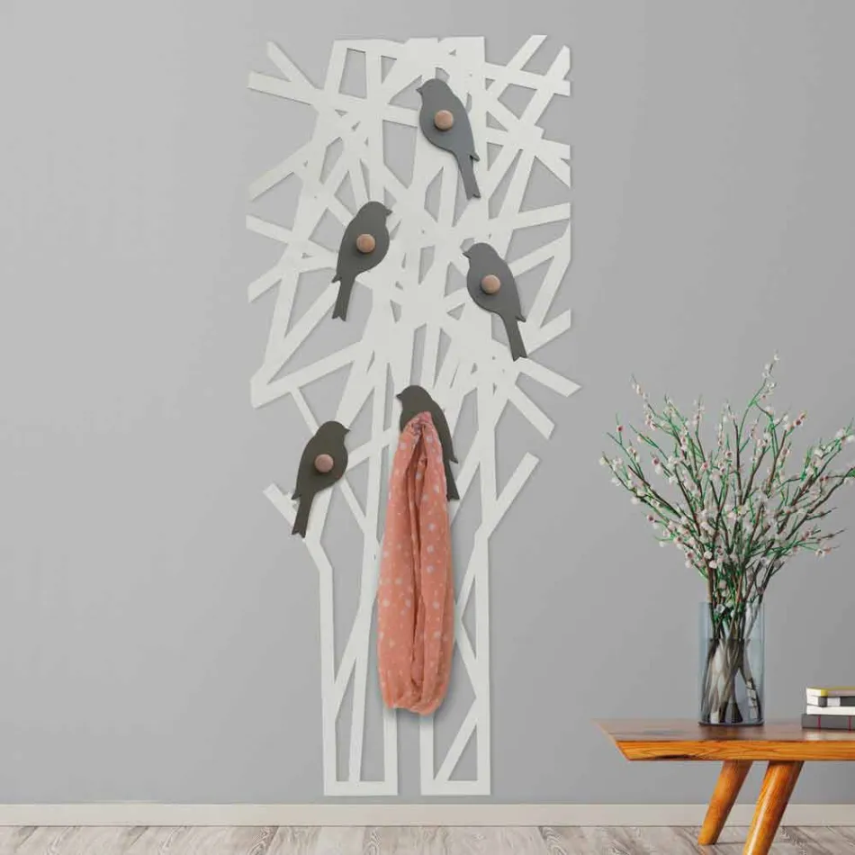 Porte-manteau mural en bois coloré au design moderne - Alberuccell Viadurini