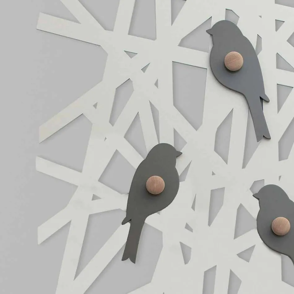 Porte-manteau mural en bois coloré au design moderne - Alberuccell Viadurini