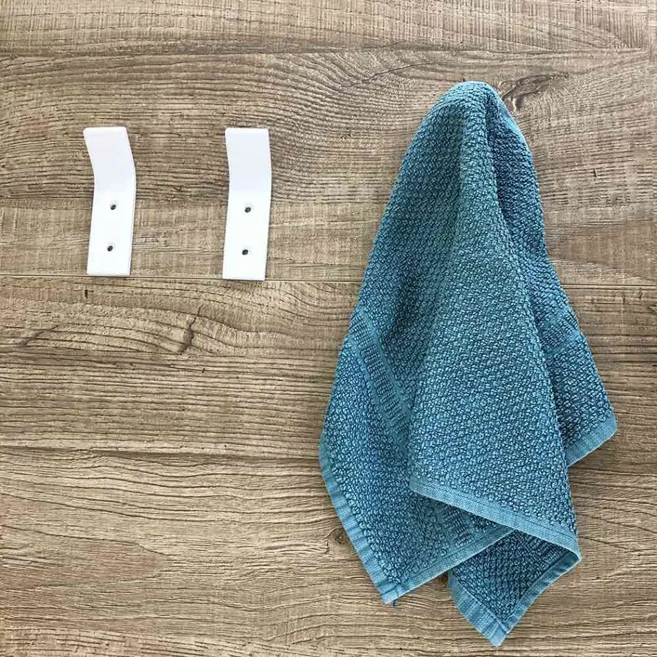 Portemanteau mural en corian blanc avec vis, design 3 pièces - Appiccio Viadurini