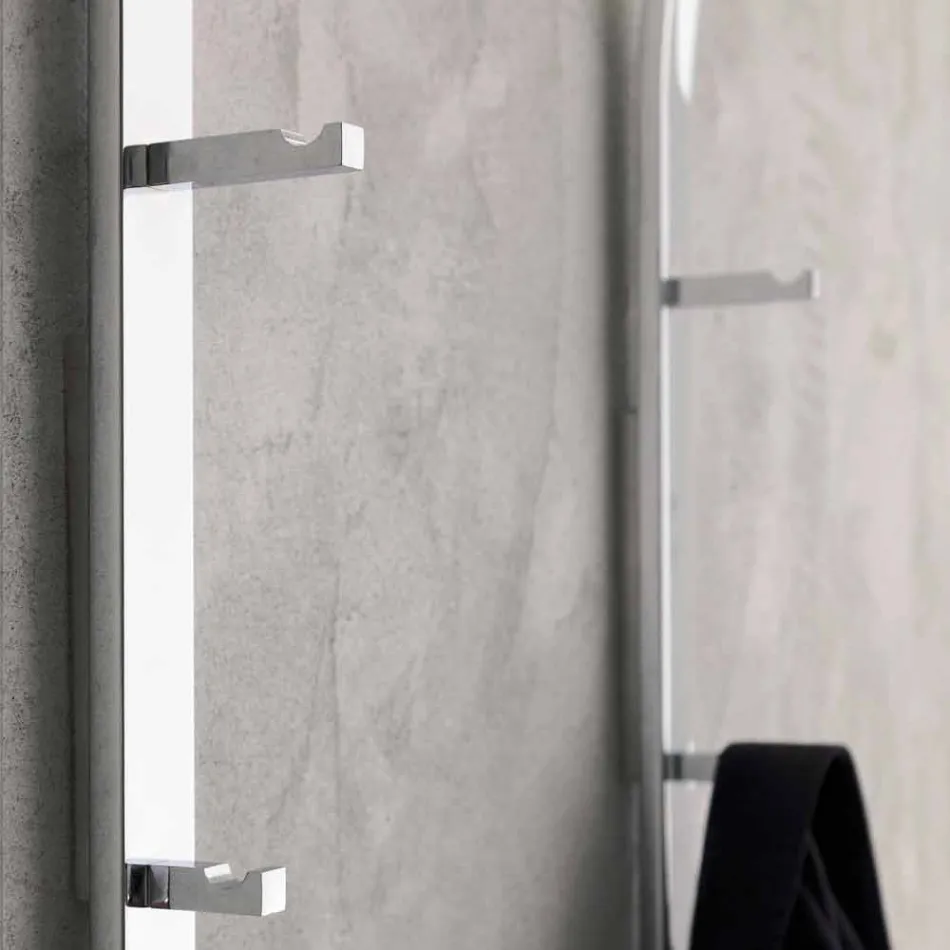 Porte-manteau mural en métal avec 2 crochets et lumière LED Made in Italy - Osmio Viadurini