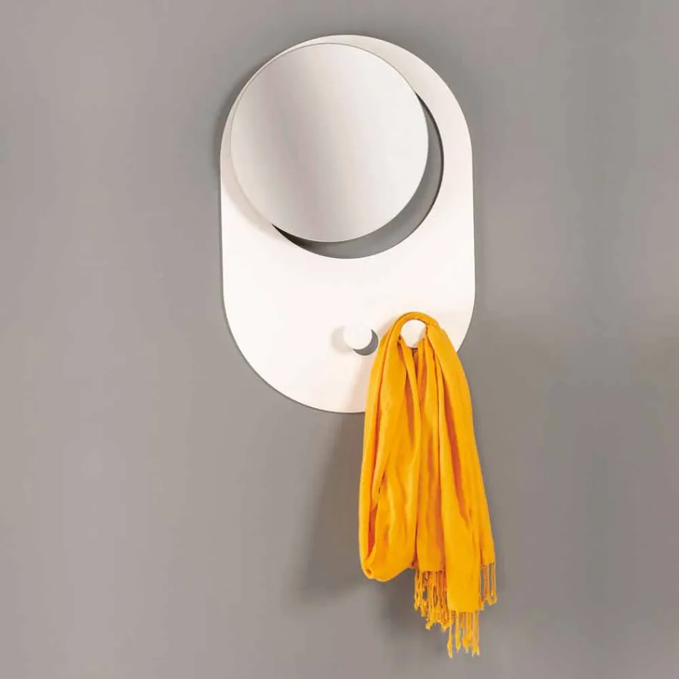 Porte-manteau mural moderne en acier avec miroir fabriqué en Italie - Pilippo Viadurini