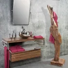 Portemanteau avec Structure et Patères en Teck Massif - Sapin Viadurini