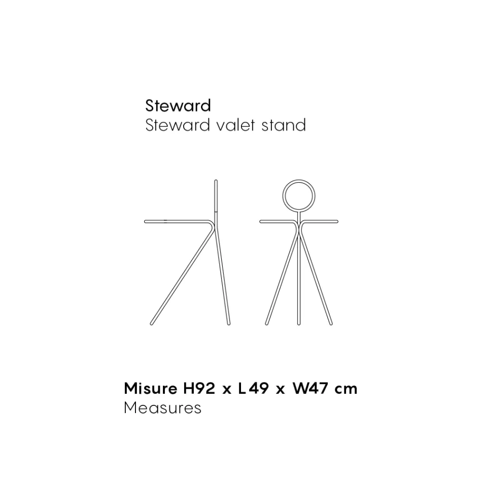 Porte-manteau 3 pièces en acier fabriqué en Italie - Steward by Myyour Viadurini