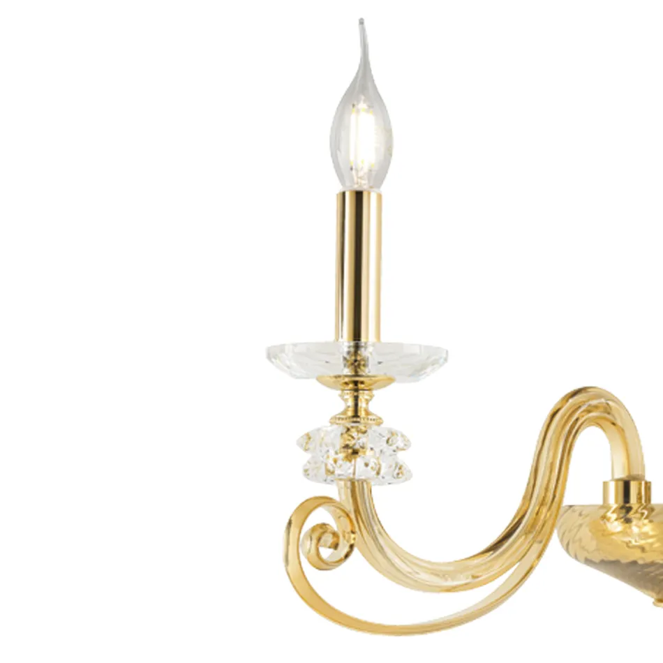 Applique 3 lumières en verre soufflé et cristal optique de luxe classique - Cassea Viadurini