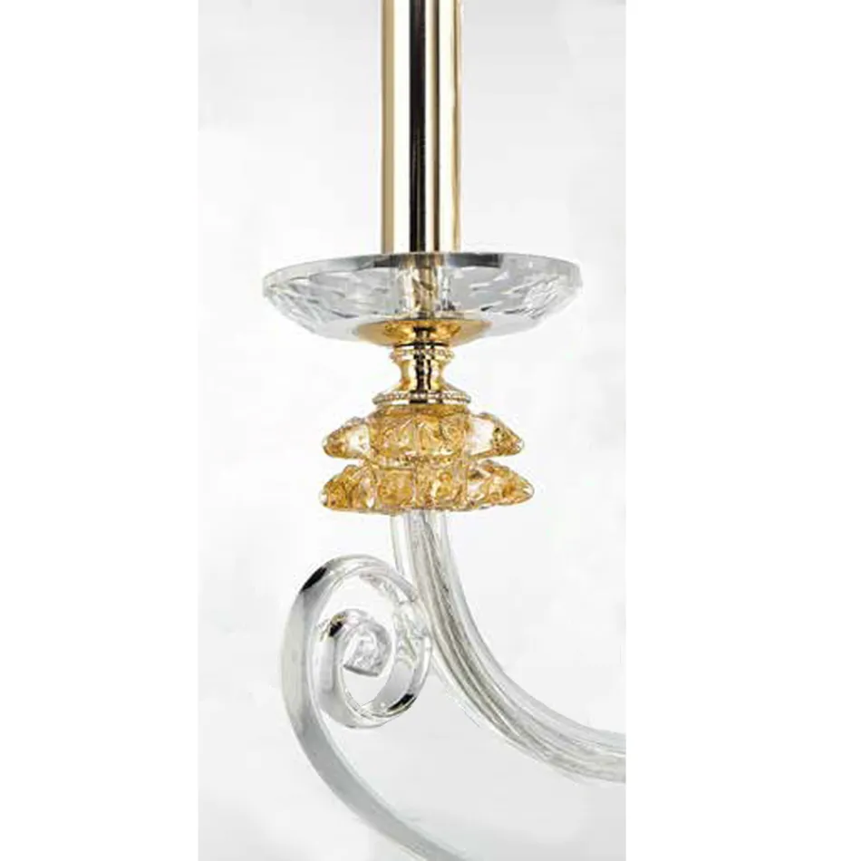 Applique 3 lumières en verre soufflé et cristal optique de luxe classique - Cassea Viadurini