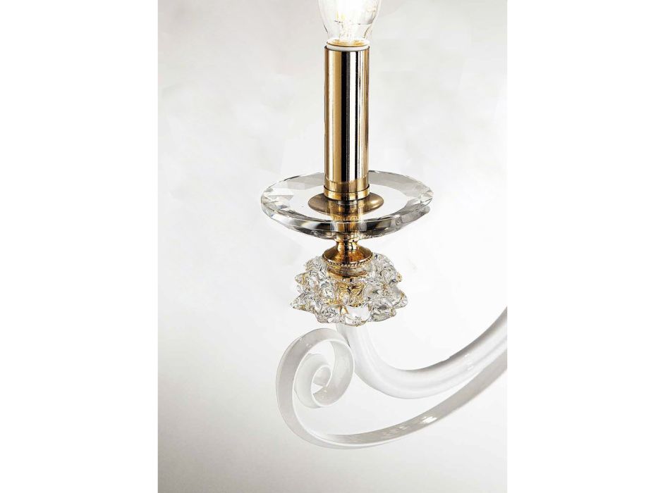 Applique 3 lumières en verre soufflé et cristal optique de luxe classique - Cassea Viadurini