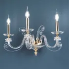 Applique 3 lumières en verre soufflé et cristal optique de luxe classique - Cassea Viadurini