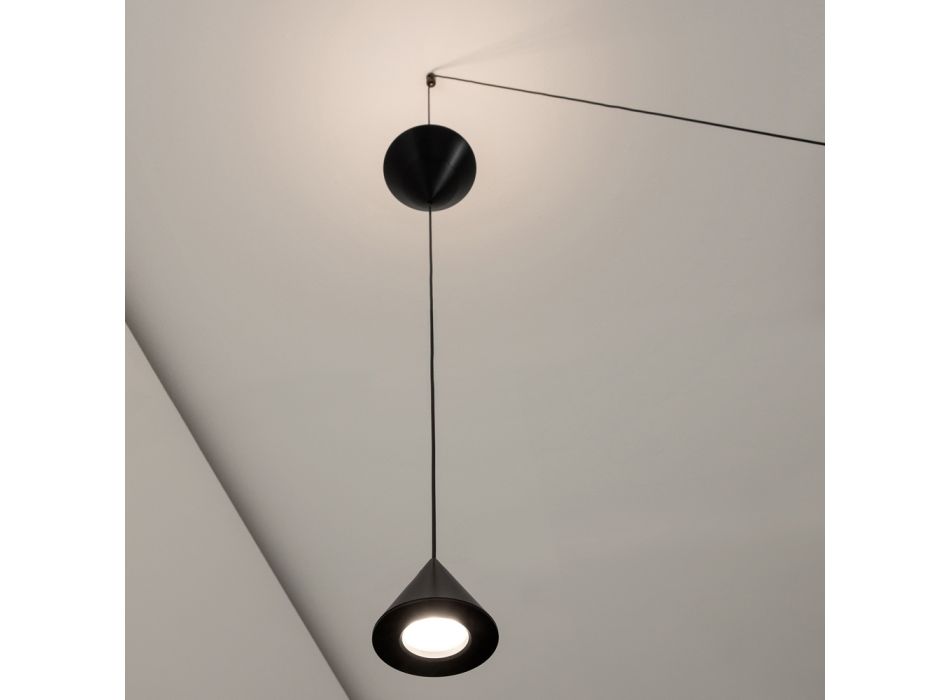 Applique murale en aluminium noir et design minimaliste à double cône - Mercado Viadurini