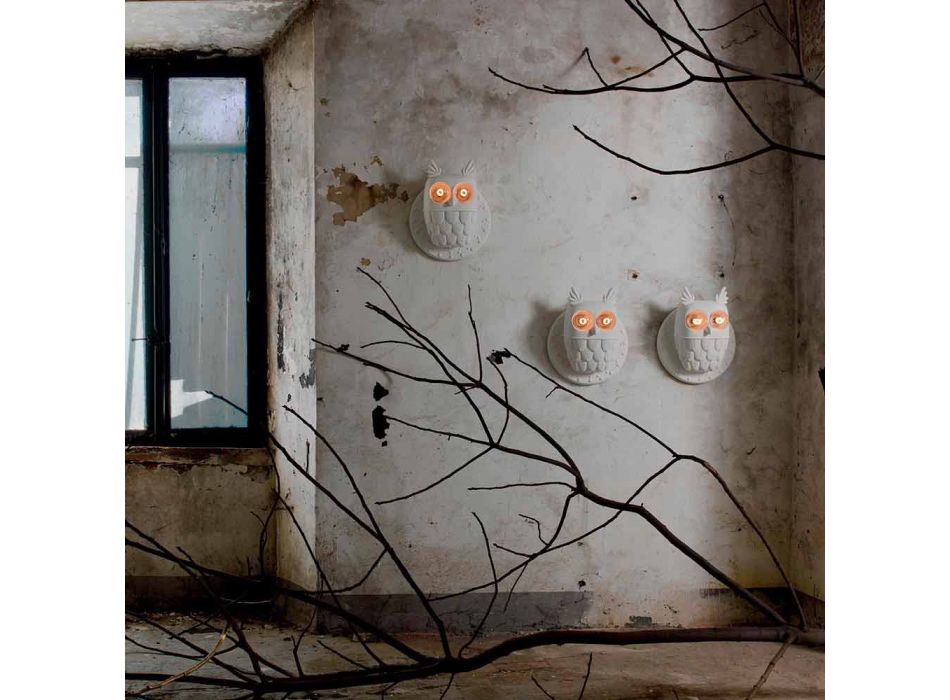 Applique Murale 2 Lumières en Céramique Blanc Mat Hibou Design Moderne - Chouette Viadurini