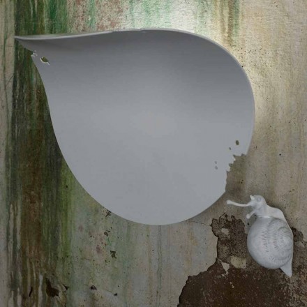 Applique Murale Design Feuille en Céramique Blanche et Escargot - Décoration Escargot Viadurini
