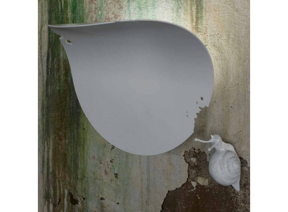 Applique Murale Design Feuille en Céramique Blanche et Escargot - Décoration Escargot