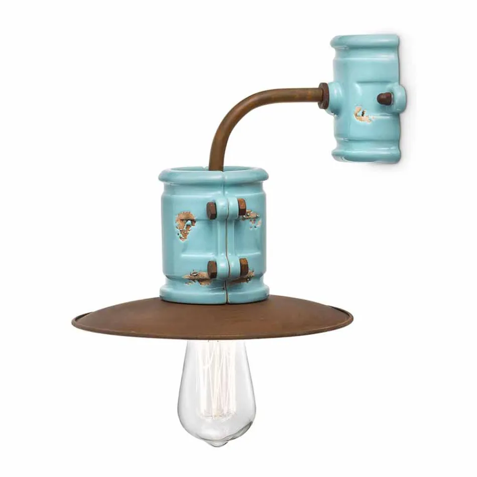 Applique à la céramique murale de projecteur et métal artisanat Katy Viadurini