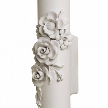 Applique murale en céramique blanche mate avec fleurs décoratives - Revolution