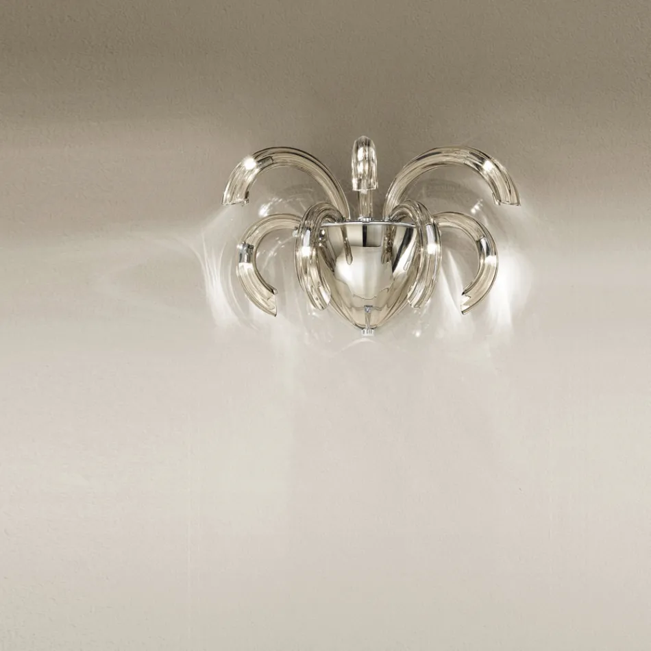 Applique murale artisanale en verre vénitien et métal Made in Italy - Jason Viadurini