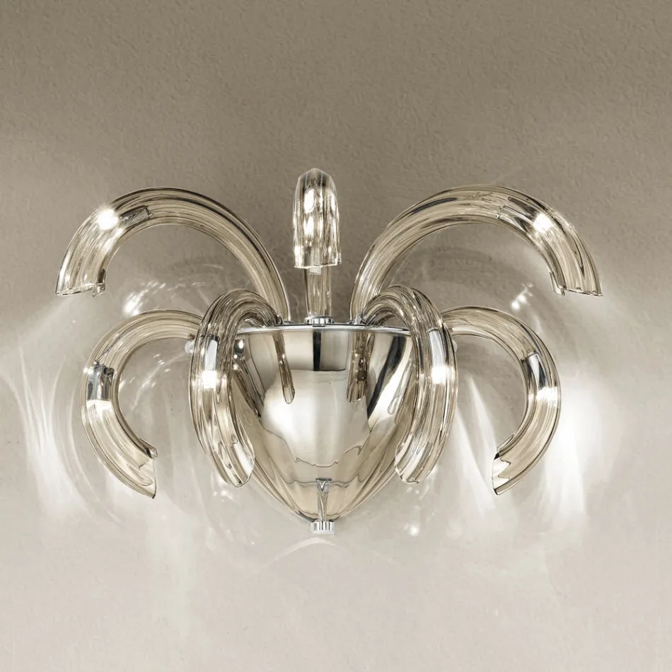 Applique murale artisanale en verre vénitien et métal Made in Italy - Jason Viadurini