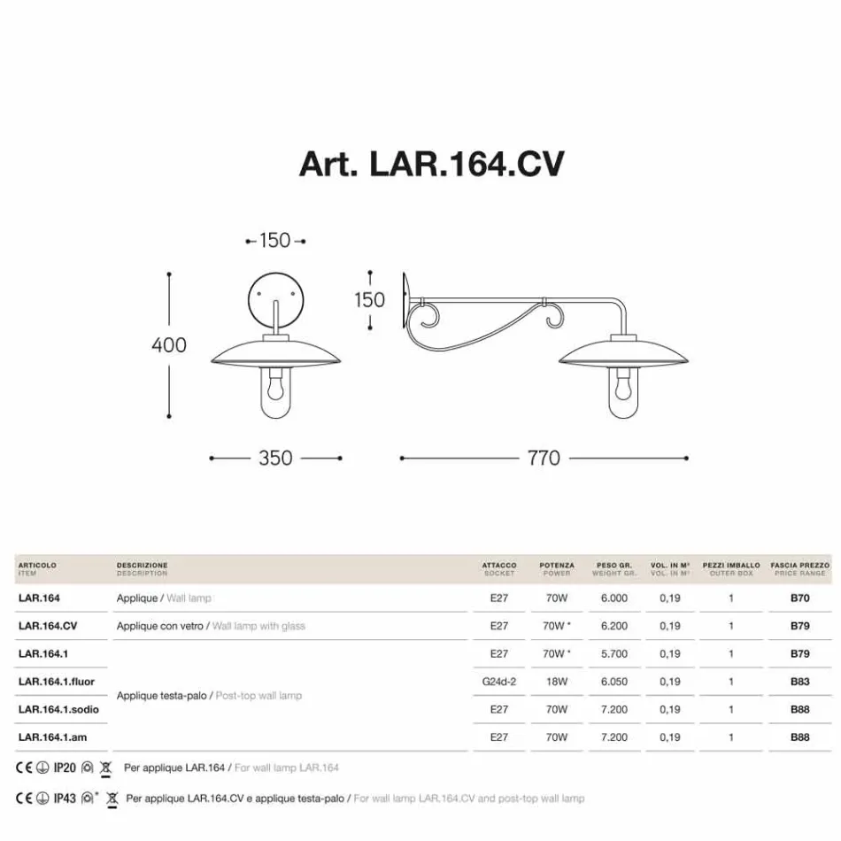 Appliques en verre Lear cuivre, aluminium et laiton Viadurini