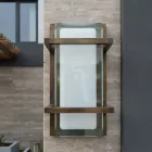Applique murale extérieure en laiton, culot E27, style géométrique, fabriquée en Italie - Cristal Viadurini