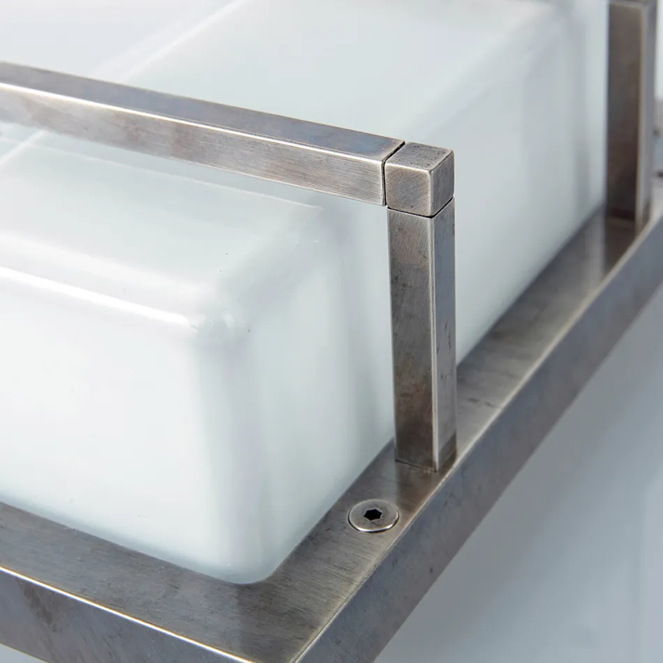 Applique murale extérieure en laiton, culot E27, style géométrique, fabriquée en Italie - Cristal Viadurini