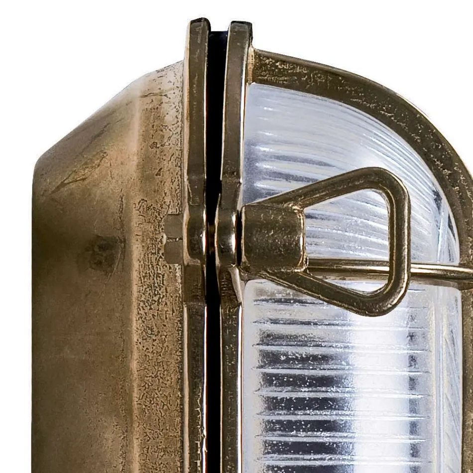 Applique murale extérieure vintage en laiton avec verre opale/transparent - Sirène Viadurini