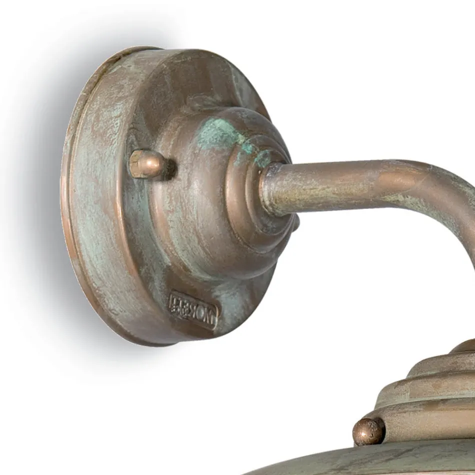 Applique murale extérieure vintage en laiton, verre transparent - Elfico Viadurini